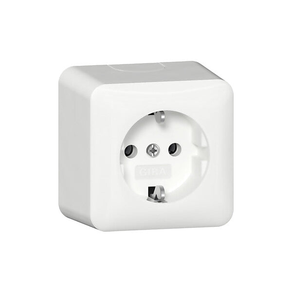 Gira SCHUKO-Steckd.+Montagepl. AP Reinweiß 444013